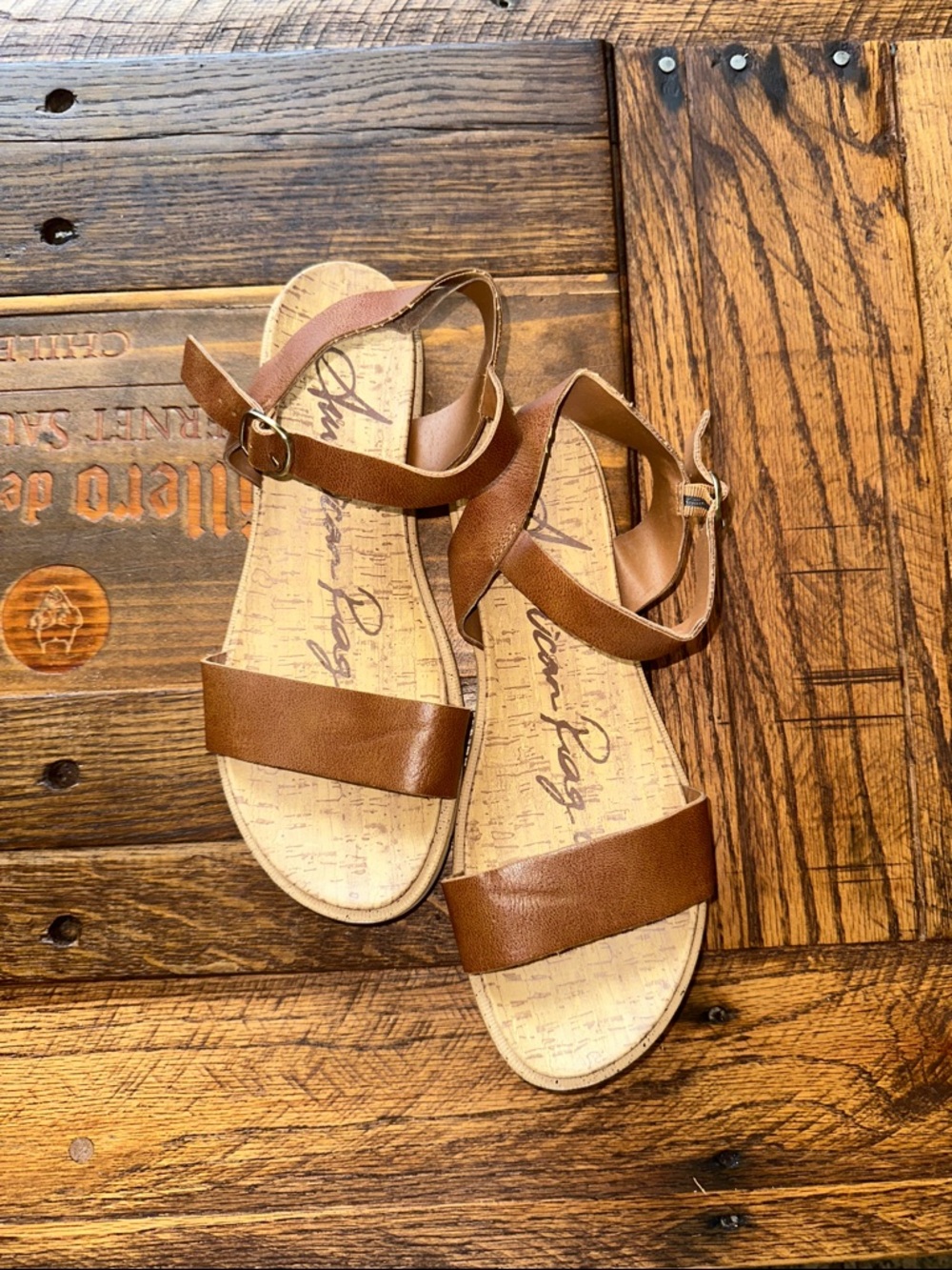 American Rag Brown Strappy Ankle Sandals